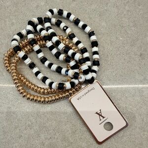 VA Stylish Black and Gold Beaded bracelets